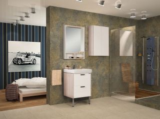 Зеркальный шкаф Акватон Йорк 55см белый/ясень фабрик 1A173202YOAV0